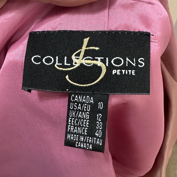 Vtg JS Collections Petite Women’s 10P Crop Jacket Blazer Pink Satin Iridescent - Picture 7 of 9